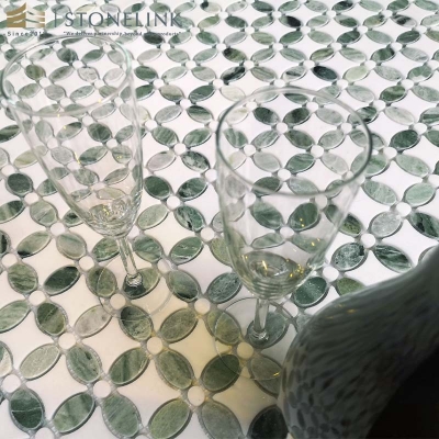 Raggio Verde flower marble mosaic