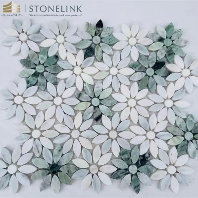 Raggio Verde flower marble mosaic