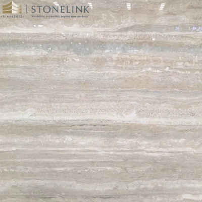 Silver travertine slab