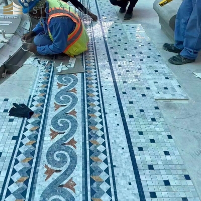 Marble mosaic floor border inlay