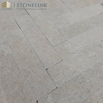 Outdoor tumbled limestone bricks