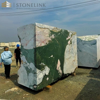 Four Seasons panda green marble block